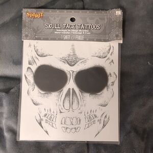 Spirit Skull Face Tattoos with Black and Gray Design